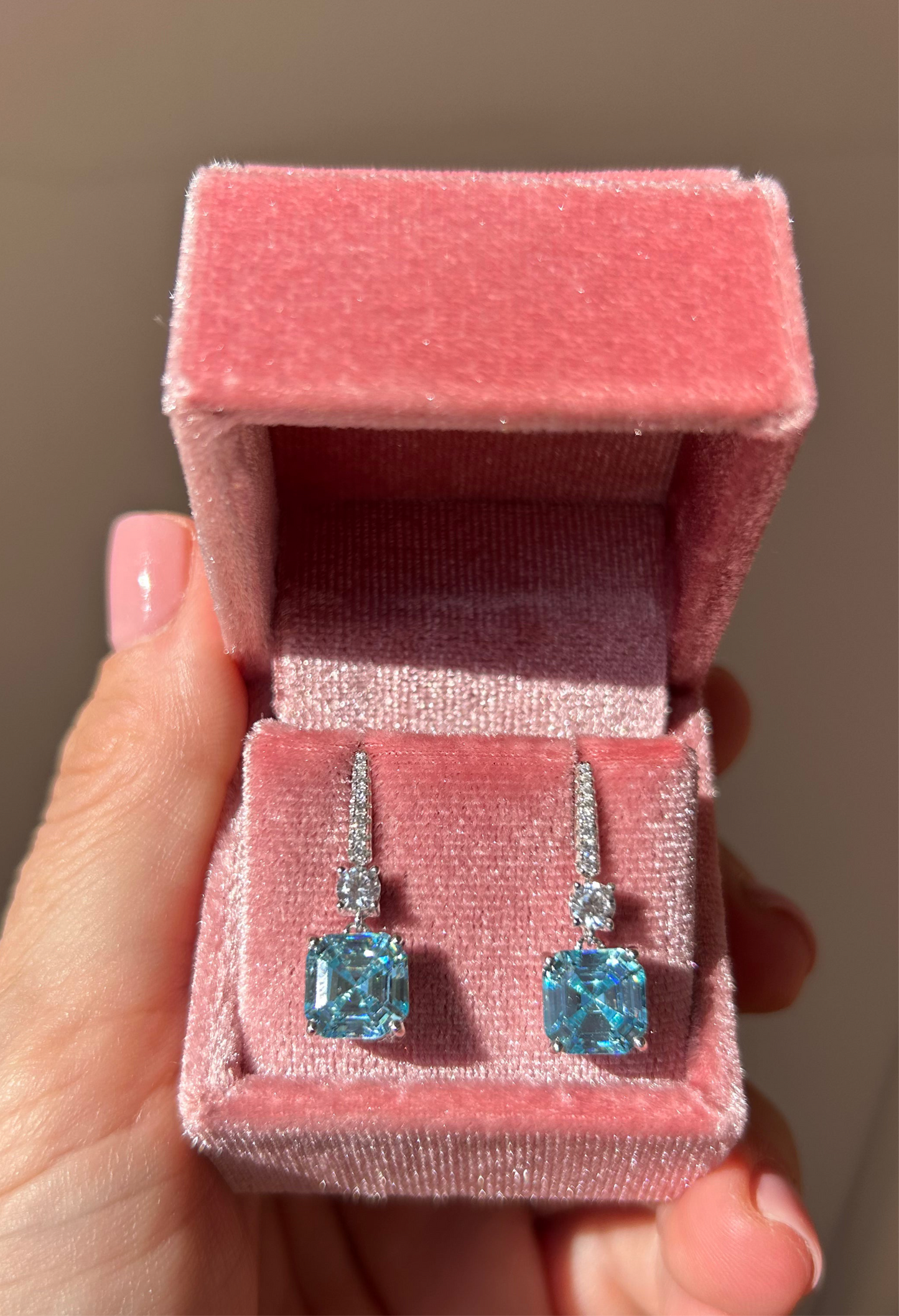 Orecchini Quarzo Acquamarina Pendenti in Argento 925