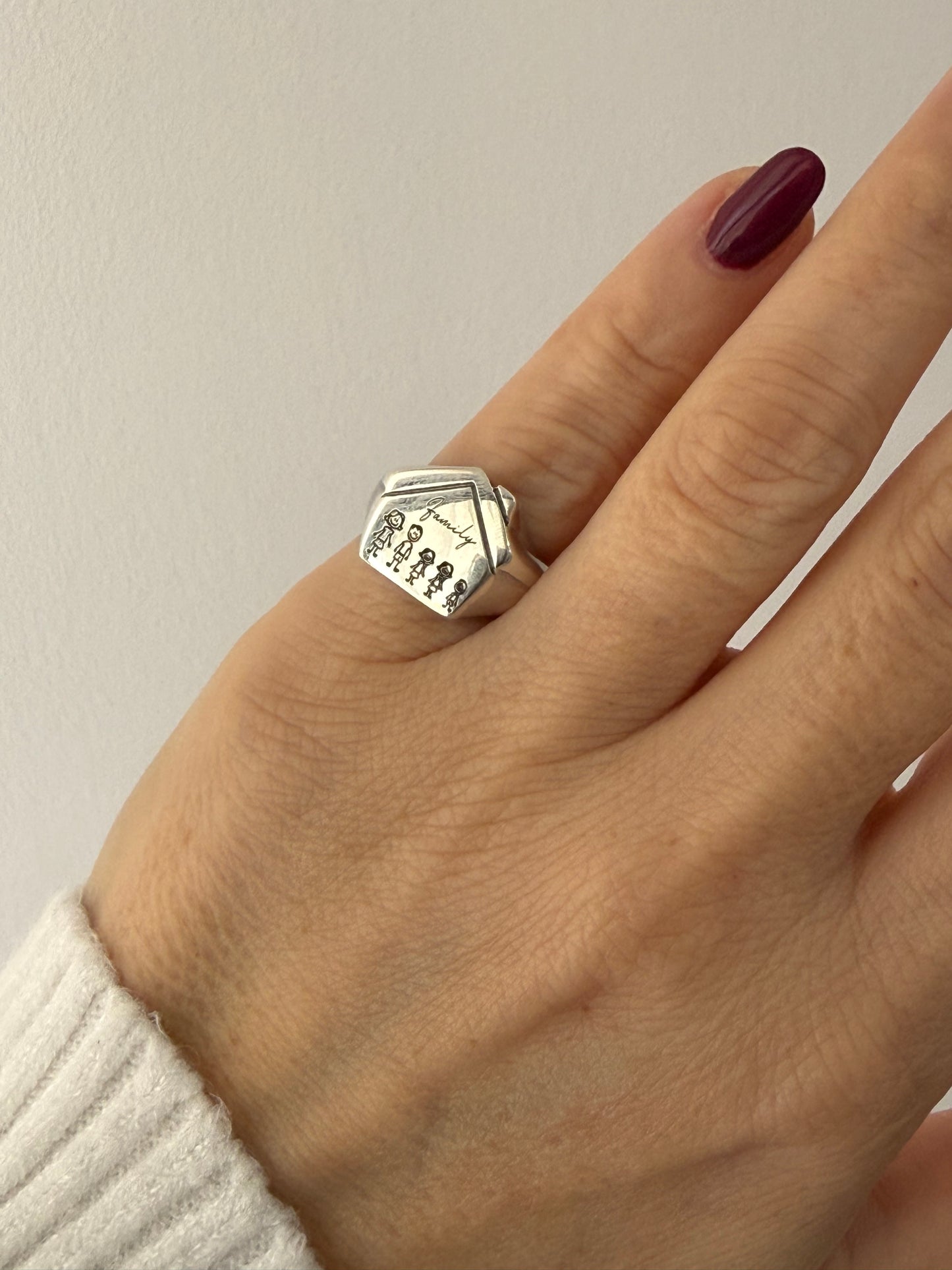 Anello chevalier casetta - Argento 925 regolabile personalizzabile