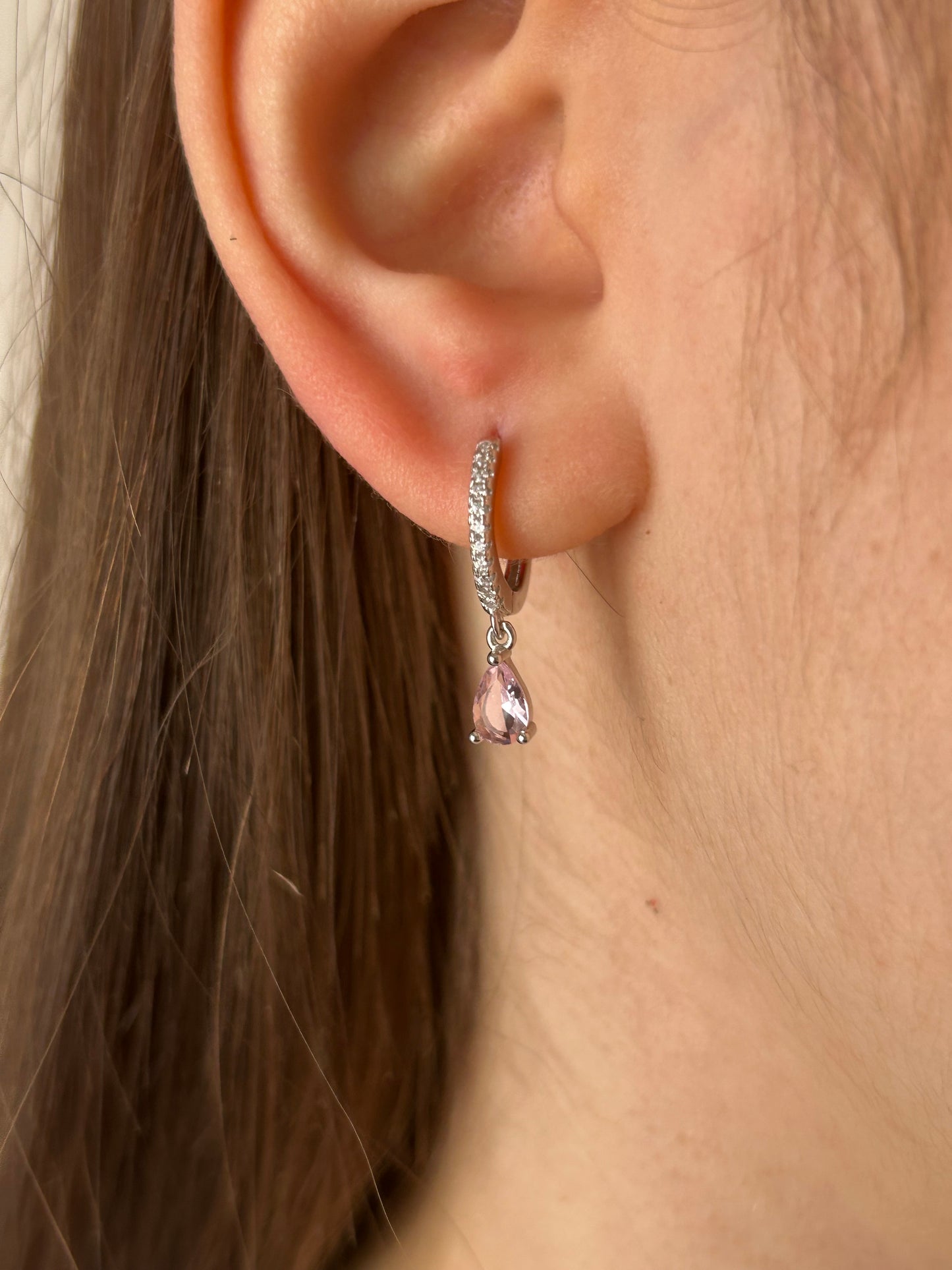 Orecchini Cristina Cerchietti Argento 925 Zirconi e Goccia Smeraldo