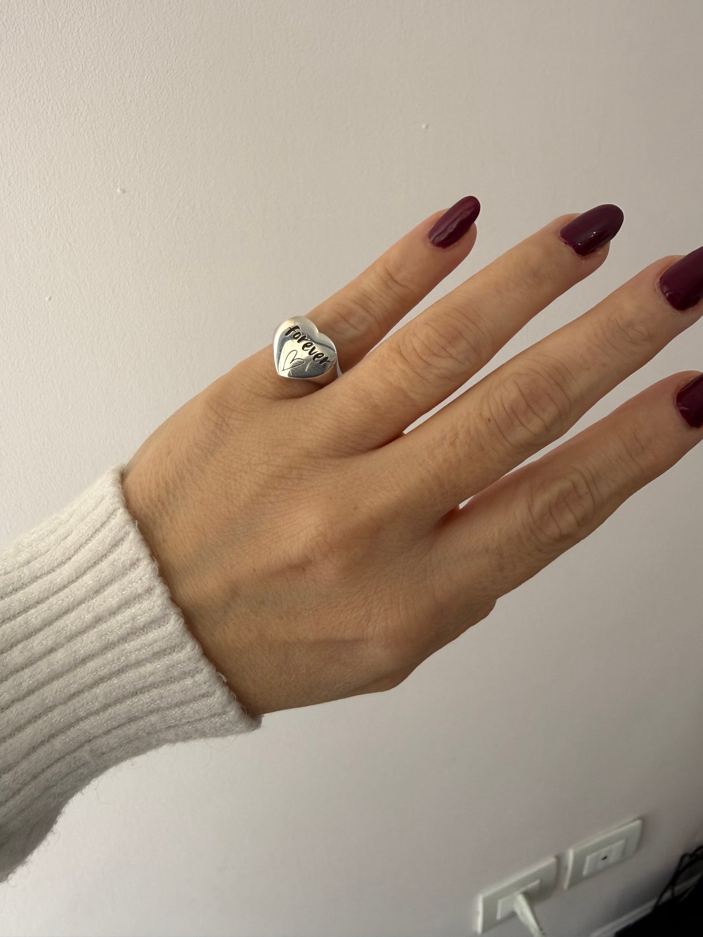 Anello chevalier cuore - Argento 925 regolabile personalizzabile