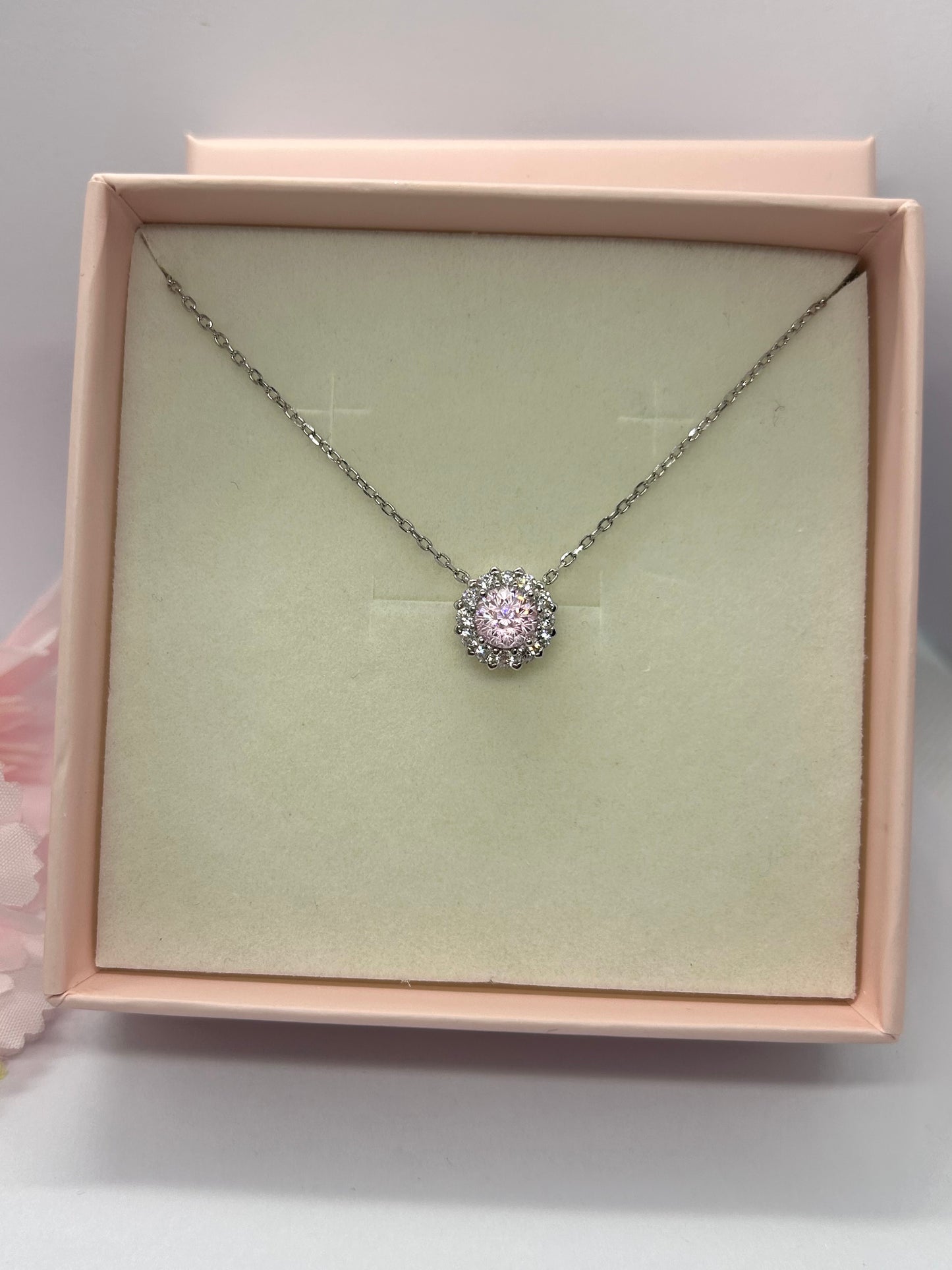 Collana Quarzo Rosa Tonda in Argento 925