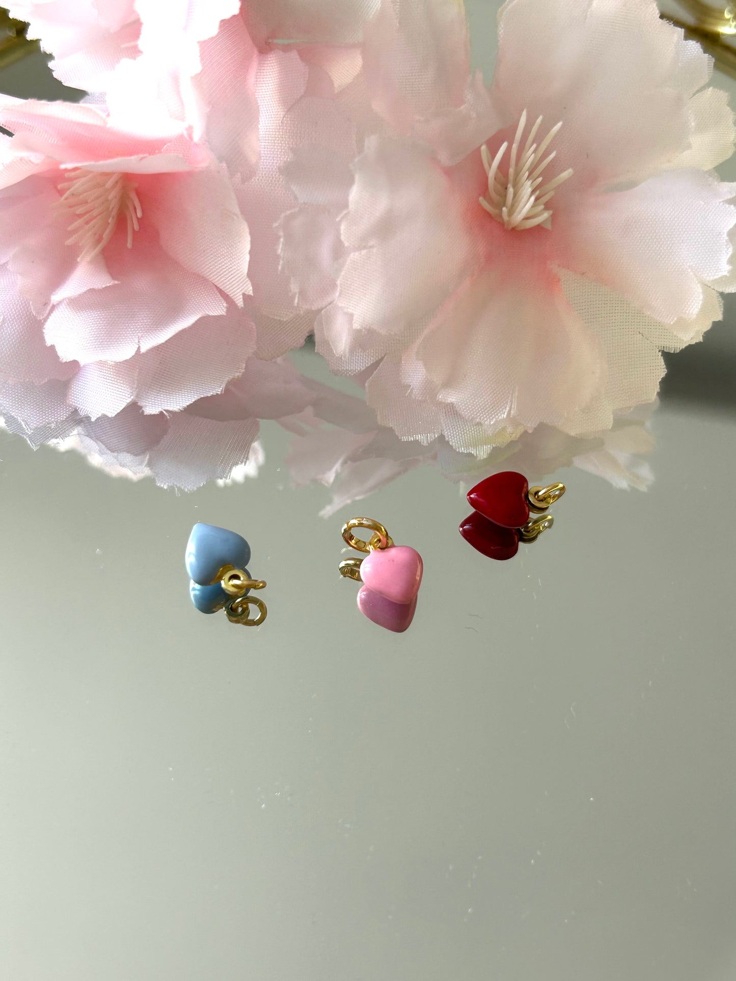 Cuoricini portafortuna smaltati Gold