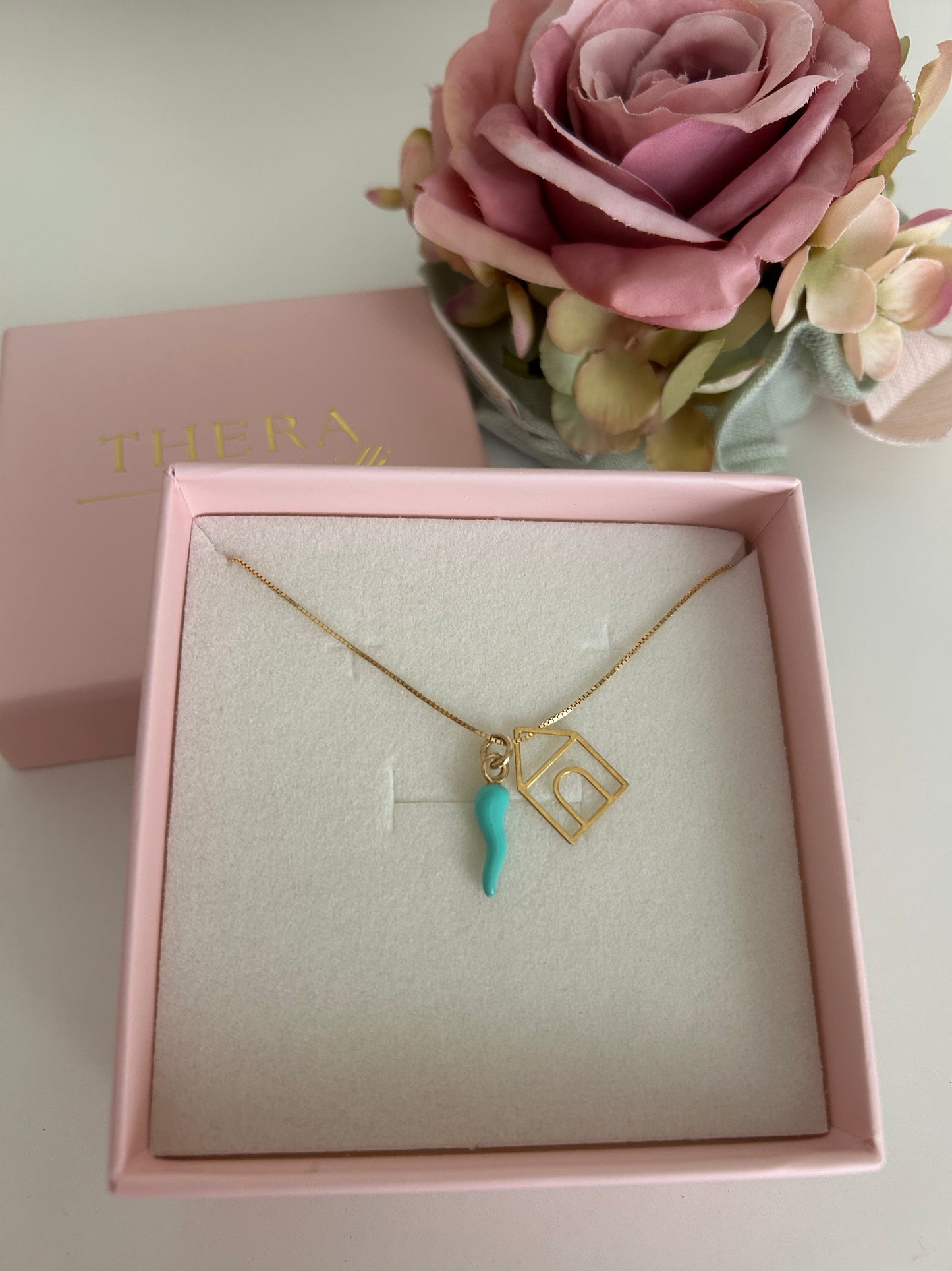 Collana Casetta Portafortuna con Cornetto Smaltato