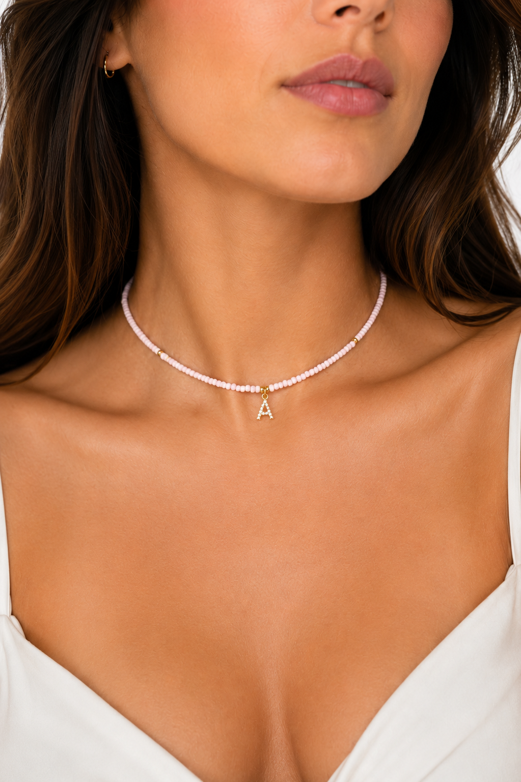 Collana Rocaille Pastel e Letterina personalizzata - argento 925