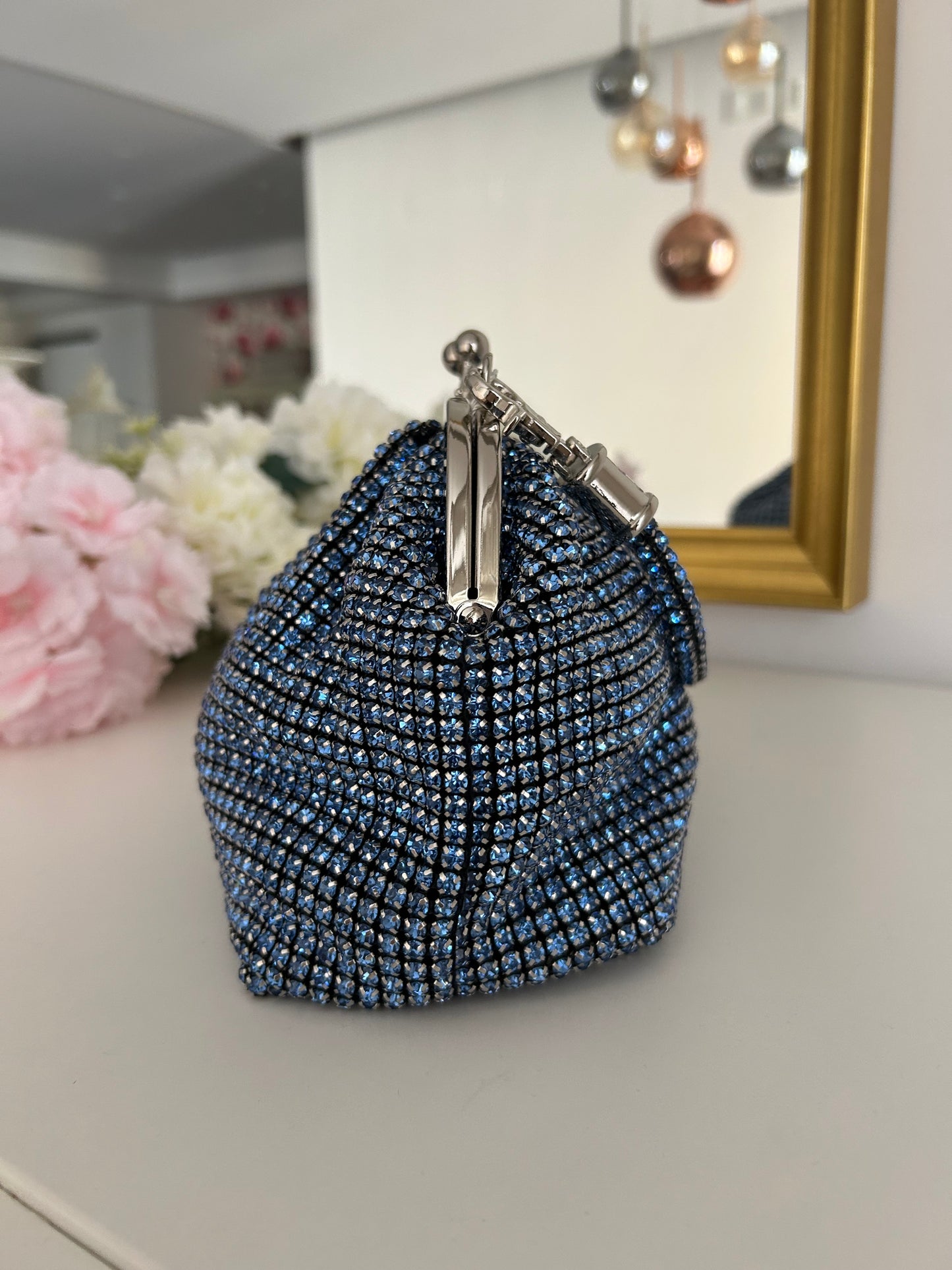 Borsa Clutch Rivestita di Strass blue