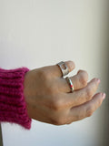 Anello Fascia Cuore Pavé in Argento 925 con Zirconi Bianchi