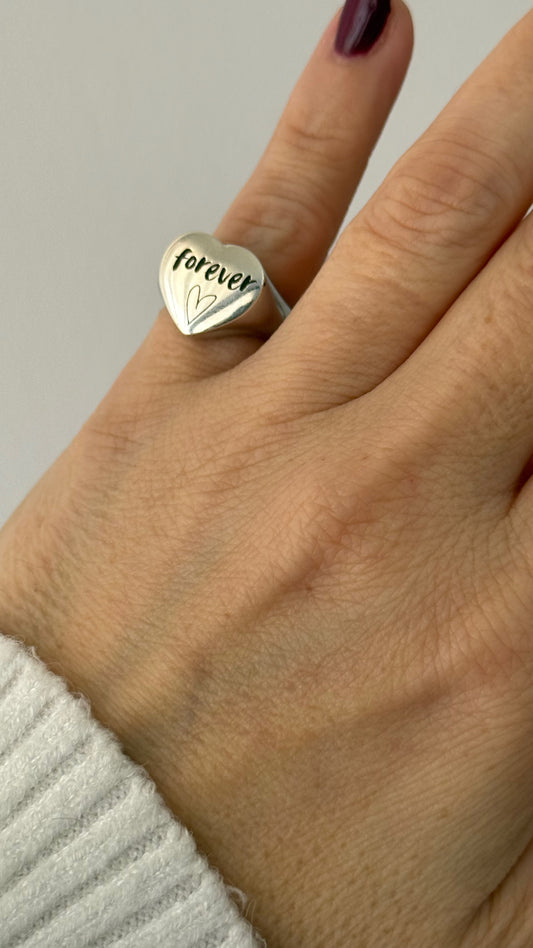 Anello chevalier cuore - Argento 925 regolabile personalizzabile