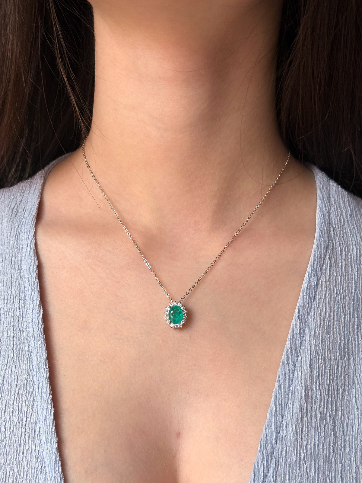 Collana Paraiba in Argento 925 con Zirconi Bianchi