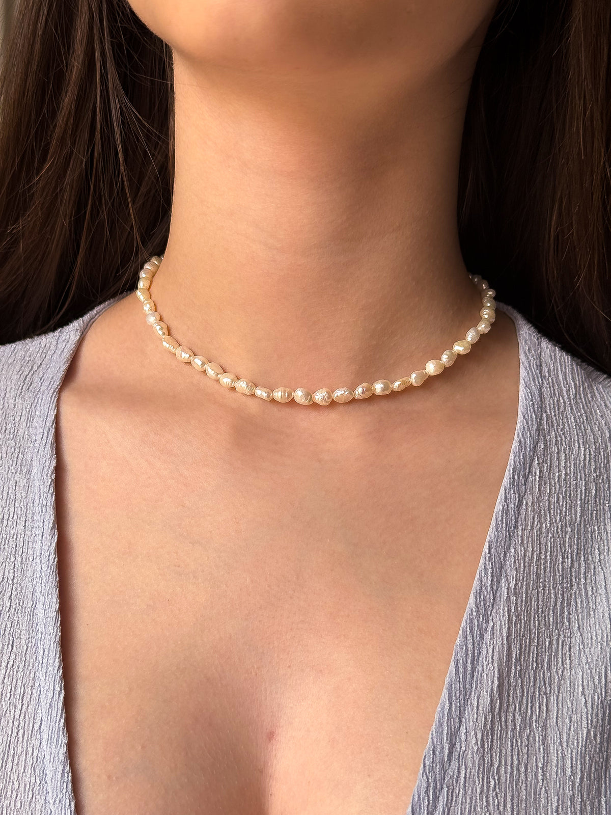 Collana Perline di fiume naturali - argento 925