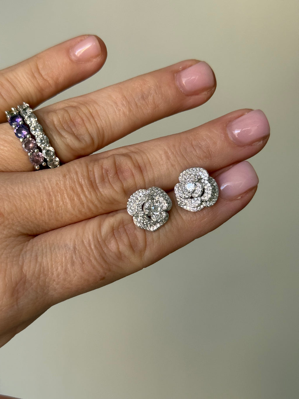 Orecchini Victoria Bloom - Fiore in Argento 925 con Zirconi Bianchi