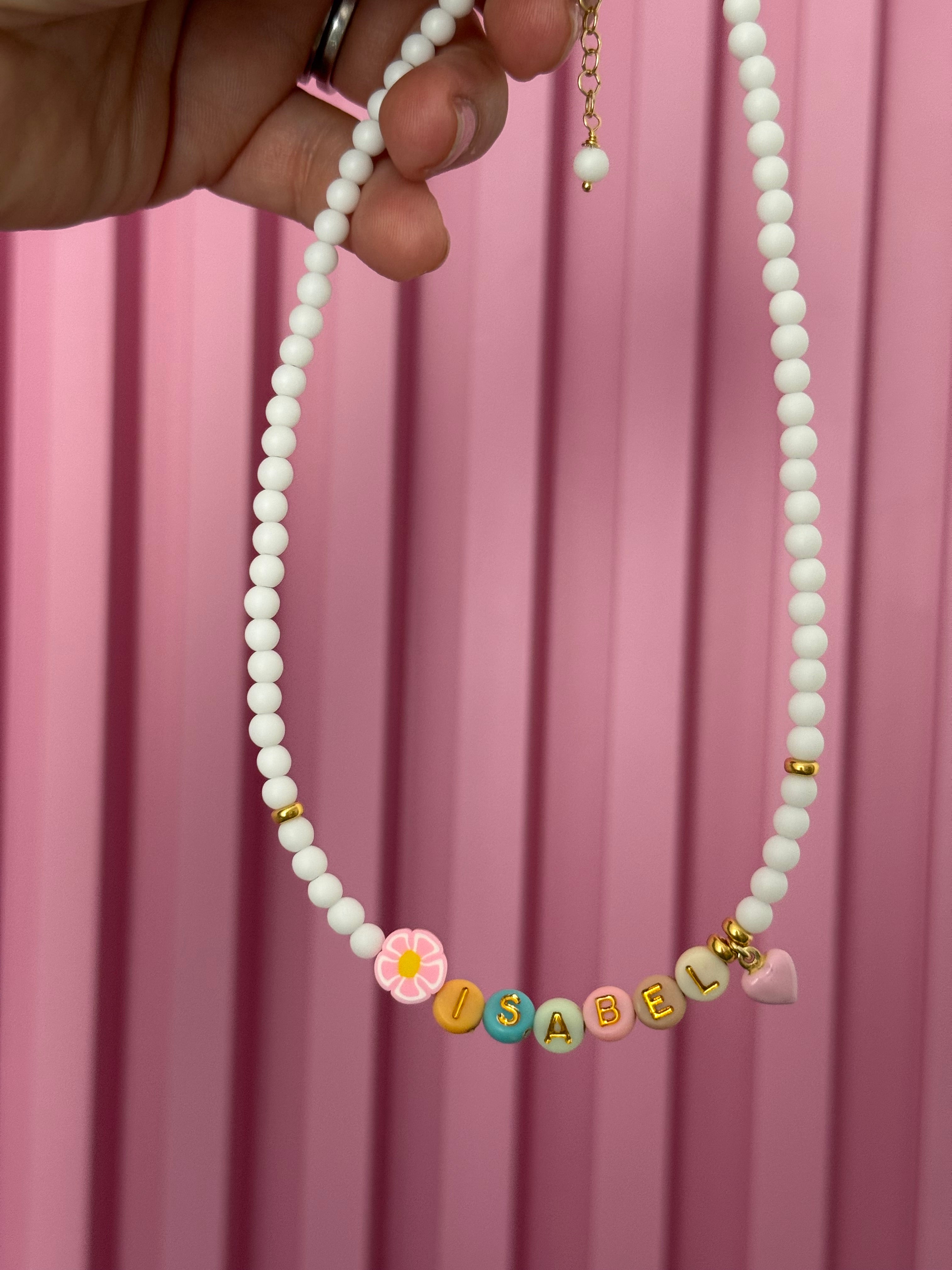Collana Isabel – Perline Bianco Opaco & Argento 925 Gold | Personalizzabile