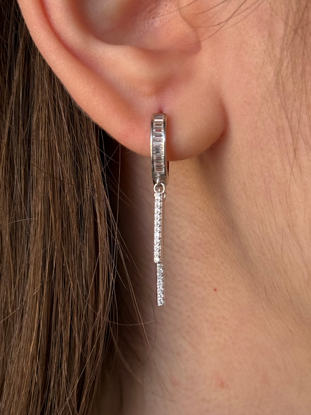 Orecchini Elise - Argento 925 Zirconi Baguette e Pendenti