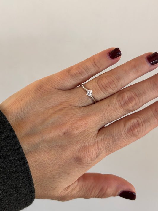 Anello Solitario Fidanzamento Argento 925