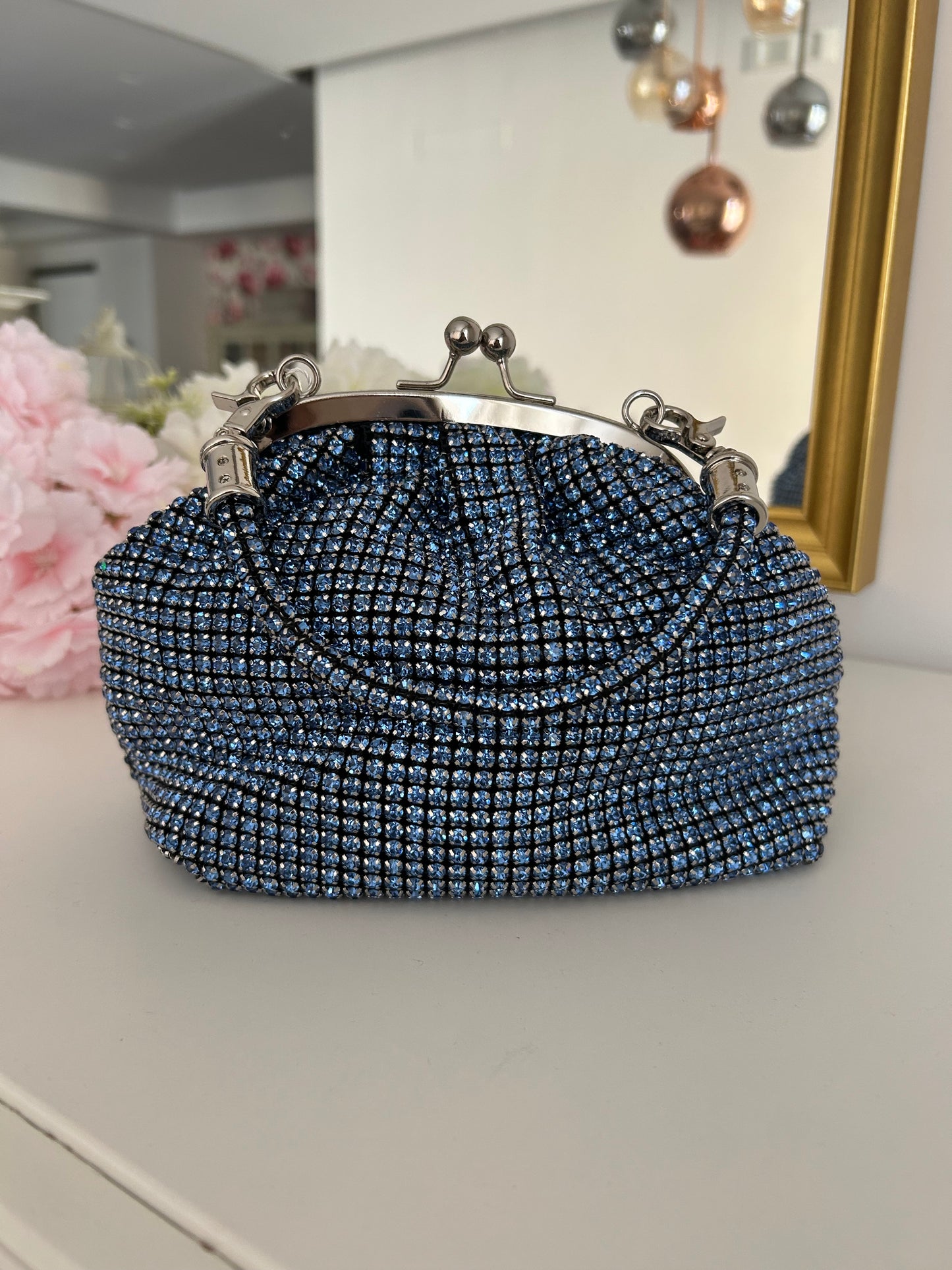 Borsa Clutch Rivestita di Strass blue