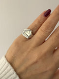 Anello chevalier casetta - Argento 925 regolabile personalizzabile