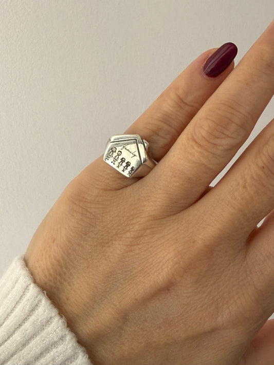 Anello chevalier casetta - Argento 925 regolabile personalizzabile