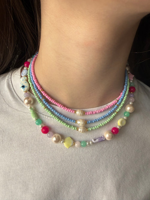 Collana Rocaille Pastel e Perla di Fiume