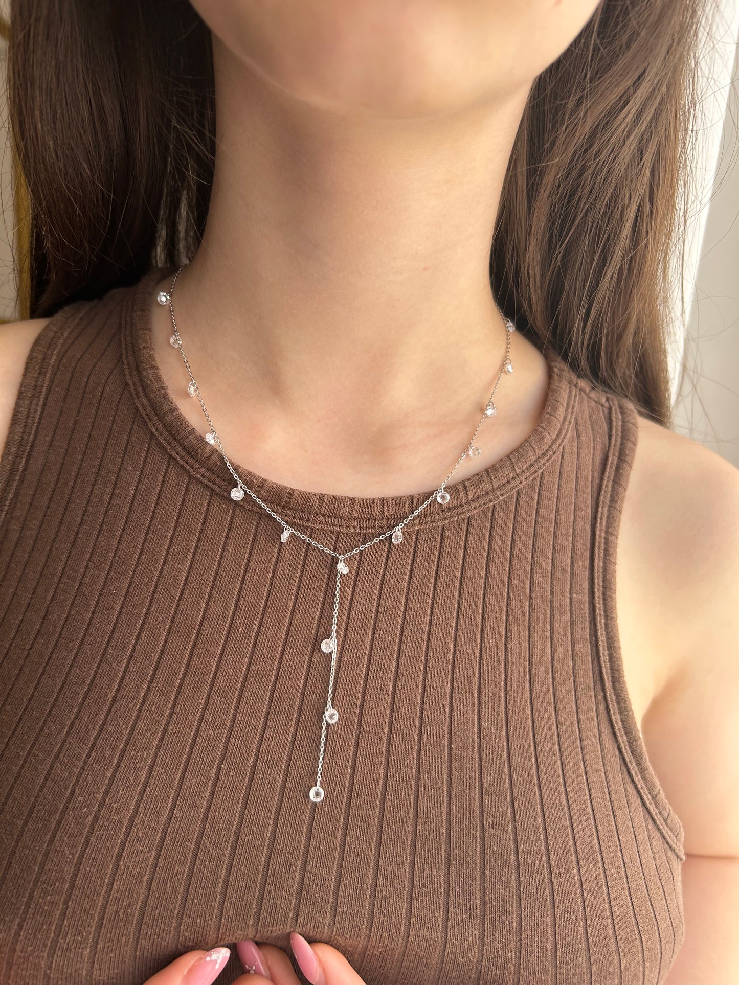 Collana Sophistique Modello Cravatta con Zirconi