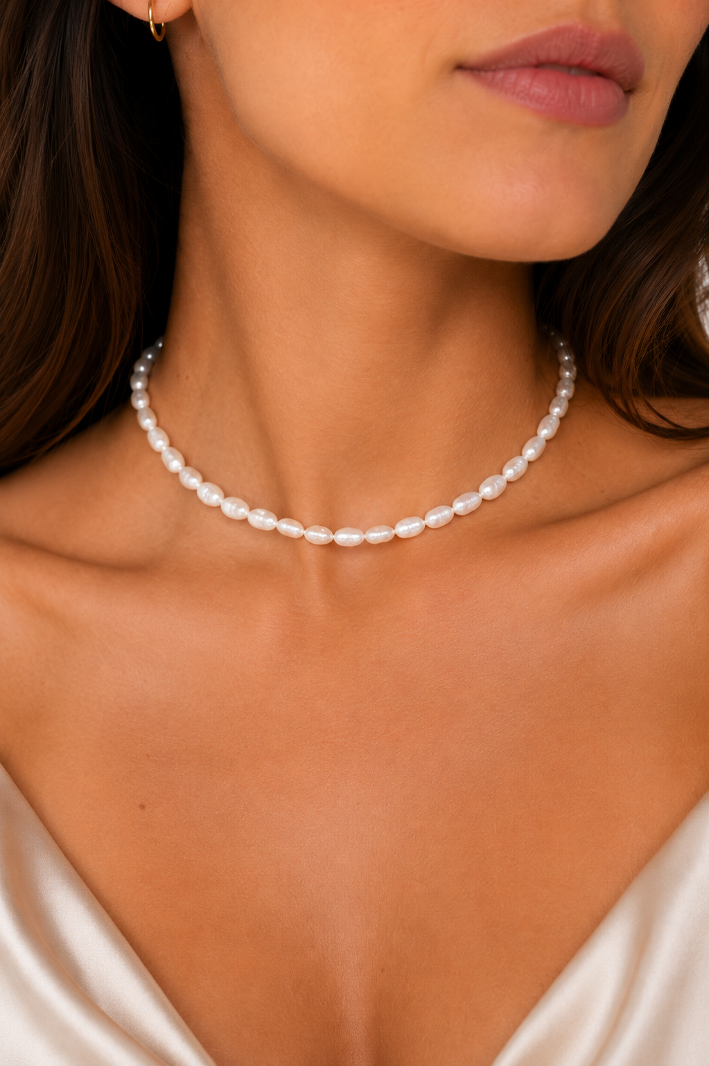 Collana Perline di fiume naturali - argento 925