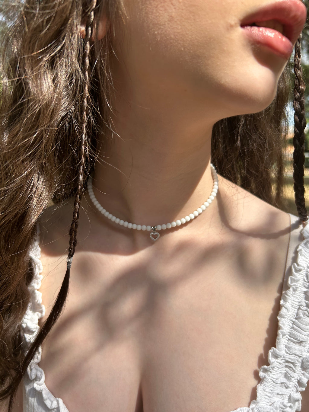 Collana Choker Bianca con Zirconi – Argento 925