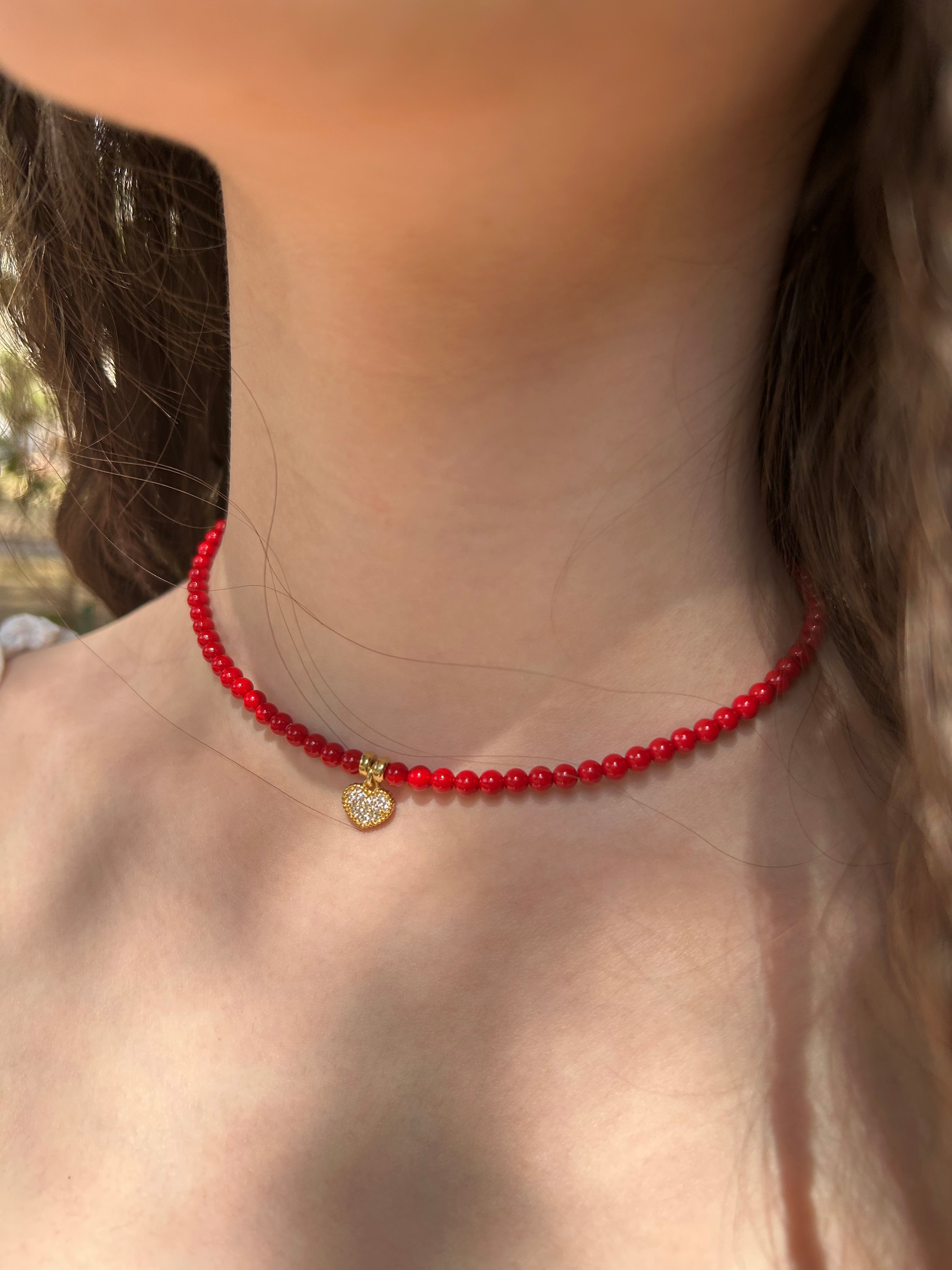 Collana Choker Rossa con Zirconi – Argento 925
