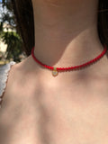 Collana Choker Rossa con Zirconi – Argento 925