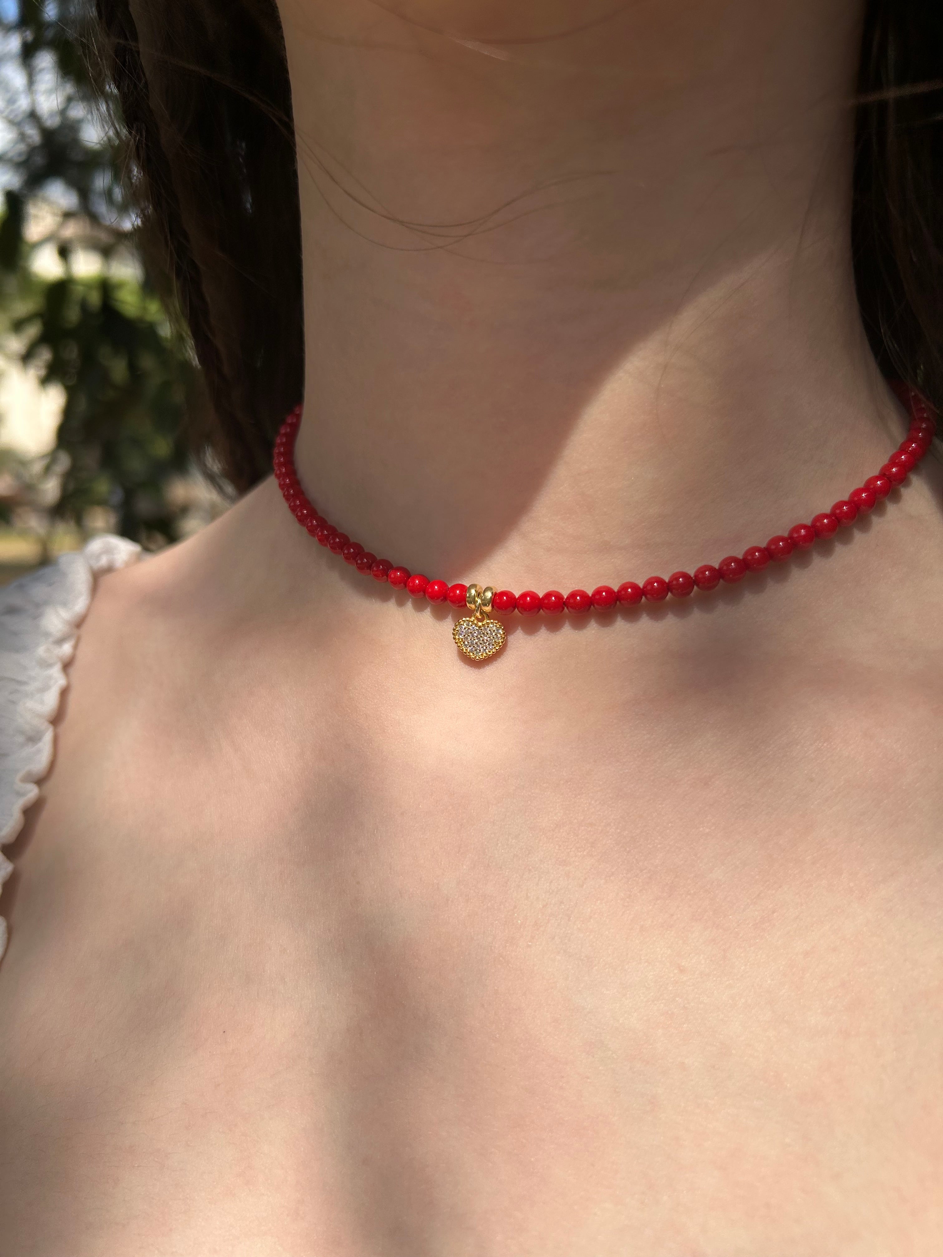 Collana Choker Rossa con Zirconi – Argento 925
