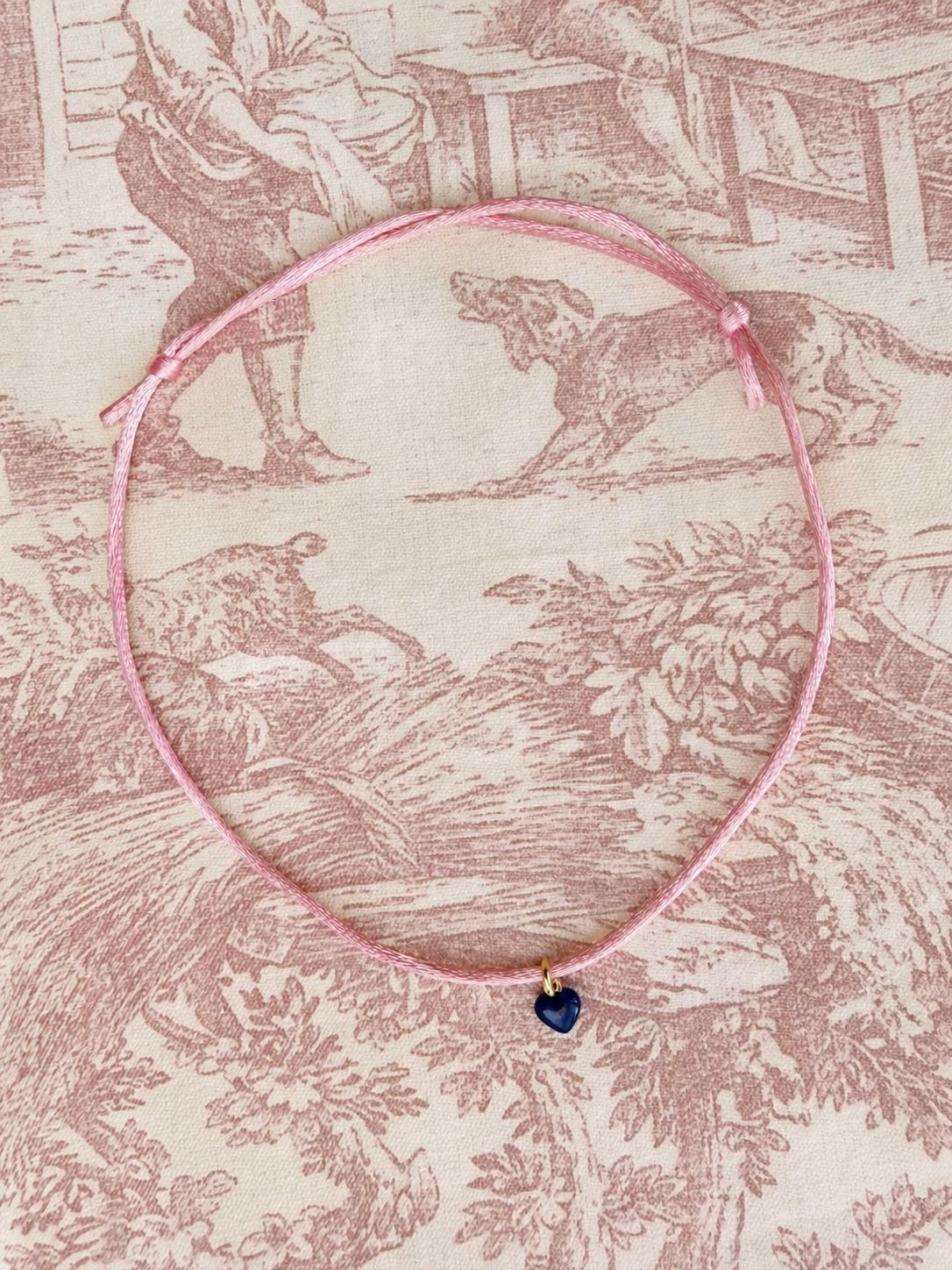 Collana Choker Cordino e Cuoricino Smaltato in Argento 925
