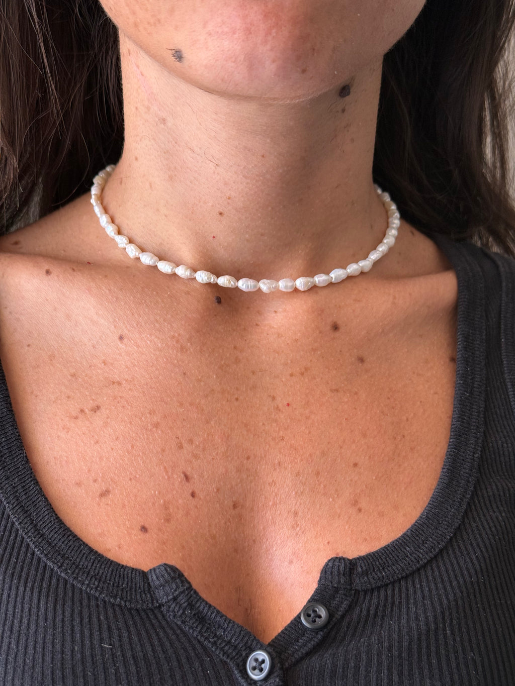 Collana Perline di fiume naturali - argento 925
