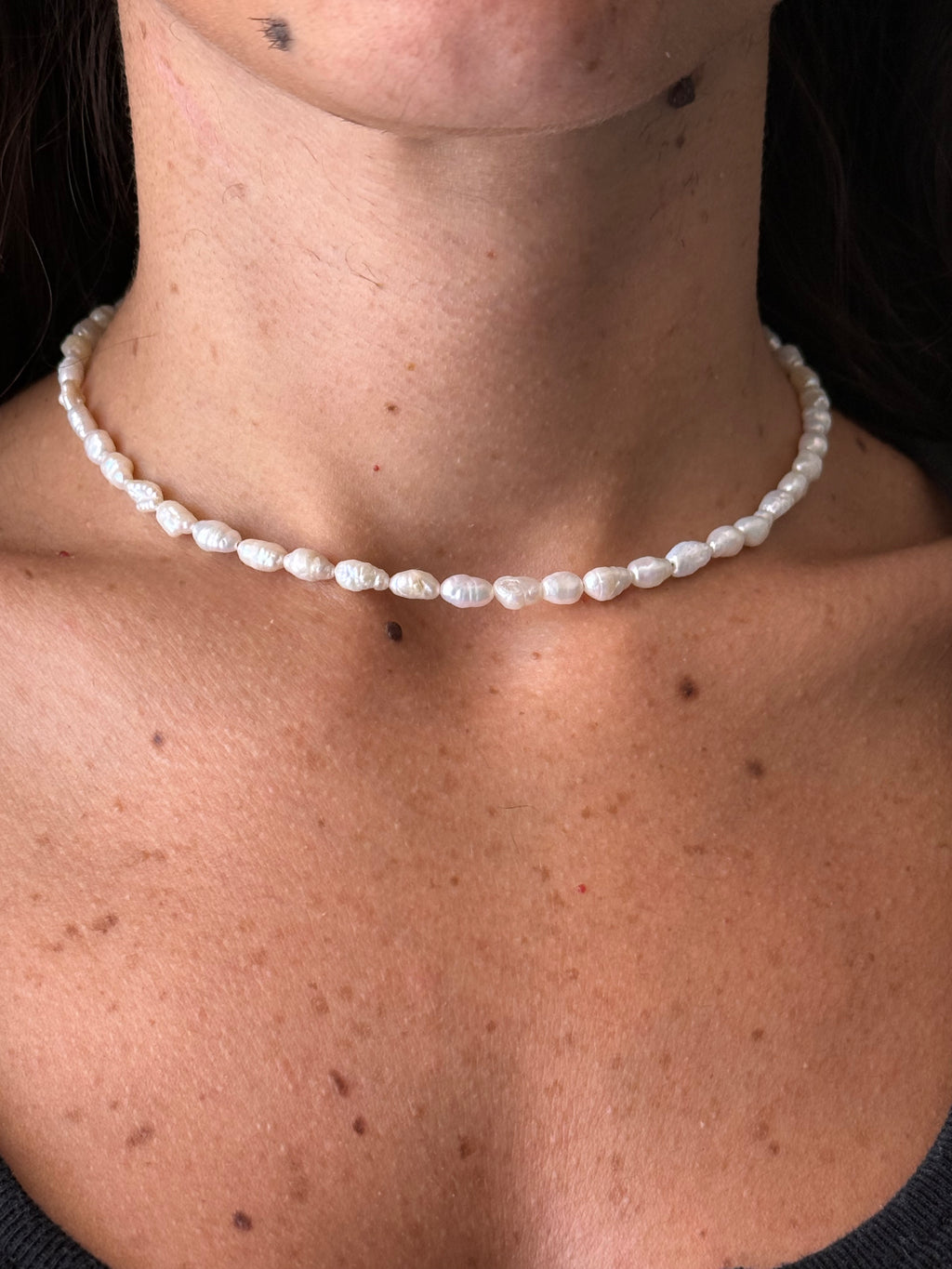 Collana Perline di fiume naturali - argento 925