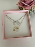 Collana Casetta Love con Cuoricino e Zircone