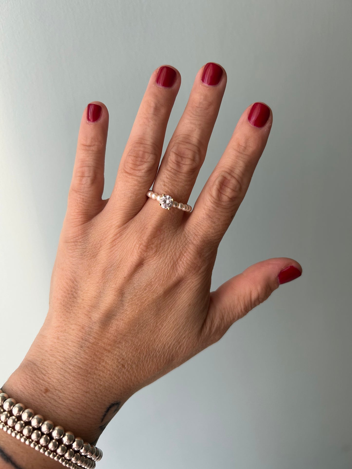 Anello perle e zirconi