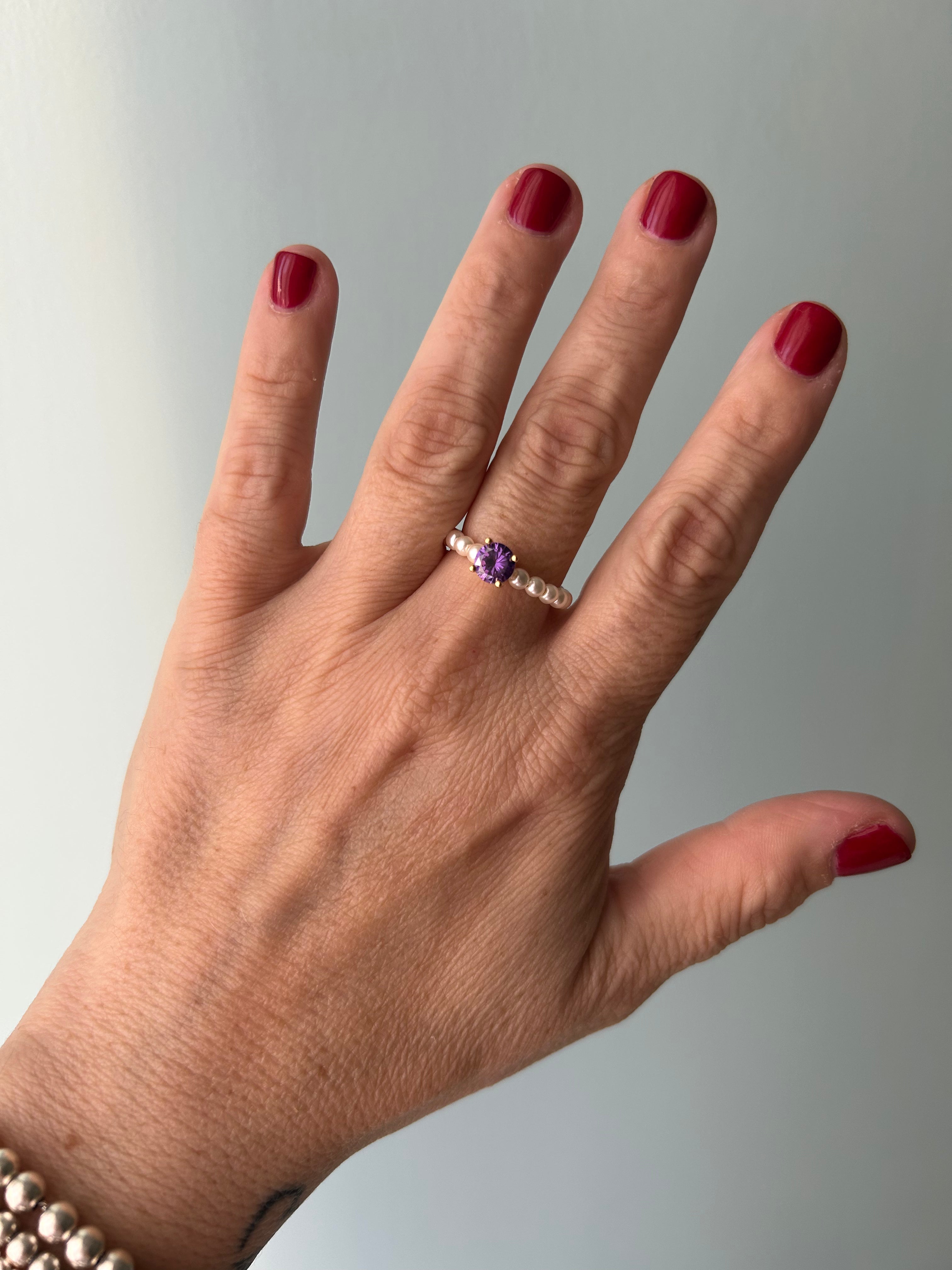 Anello perle e zirconi