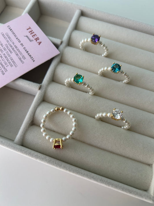 Anello perle e zirconi