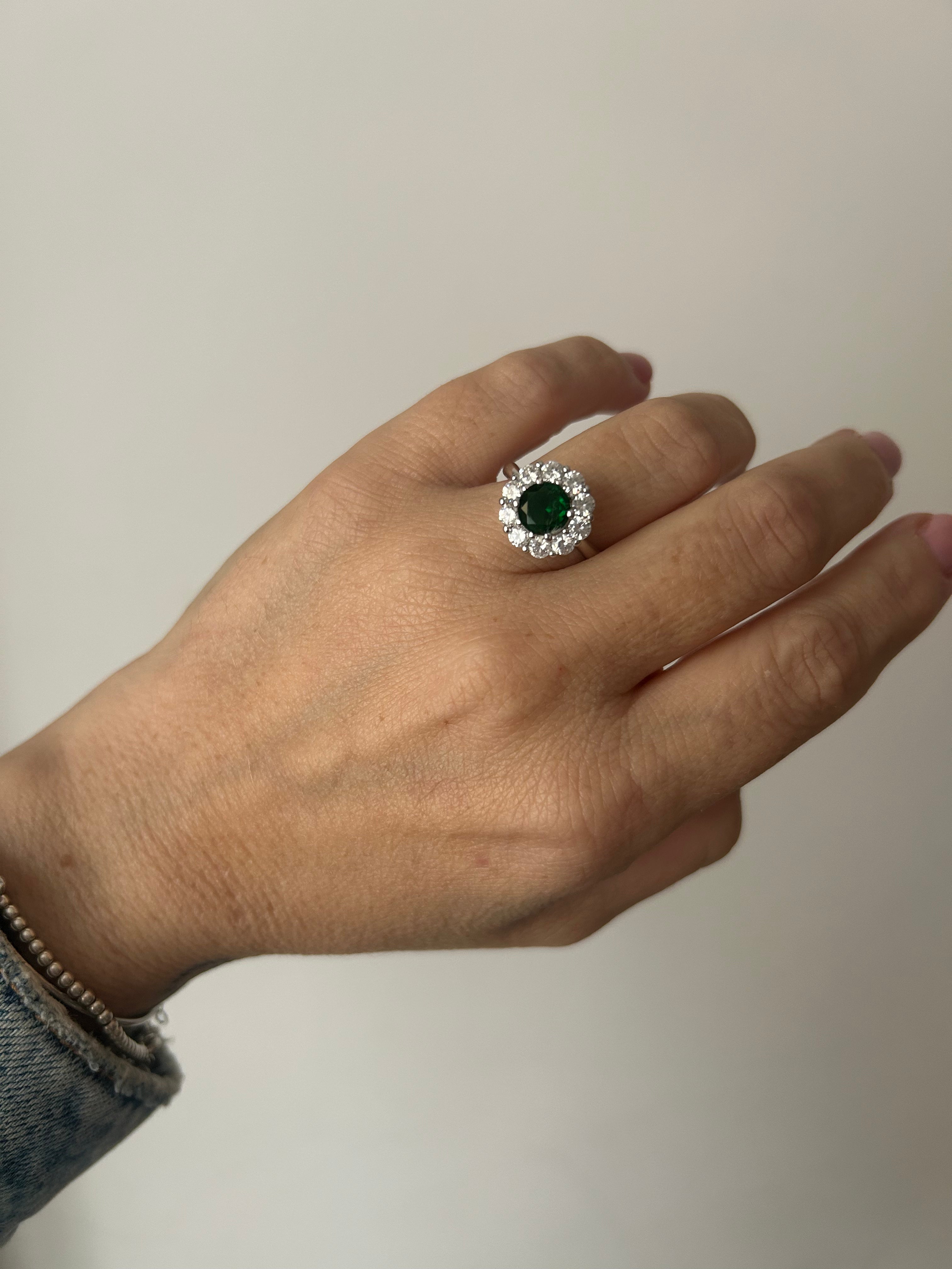 Anello Kate Tondo in Argento 925 con Zirconi Bianchi e Pietra Colorata