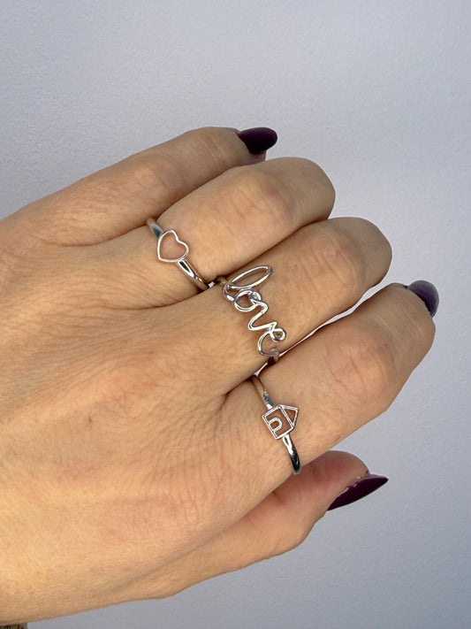 Anello Scritta Love in Argento 925 Regolabile