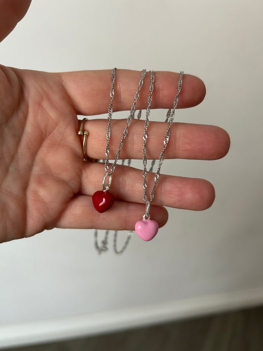 Collana cuore smaltato silver