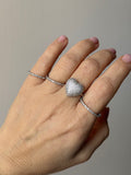 Anello Cuore Bombato Pavé Argento 925 Zirconi Bianchi Misura Regolabile