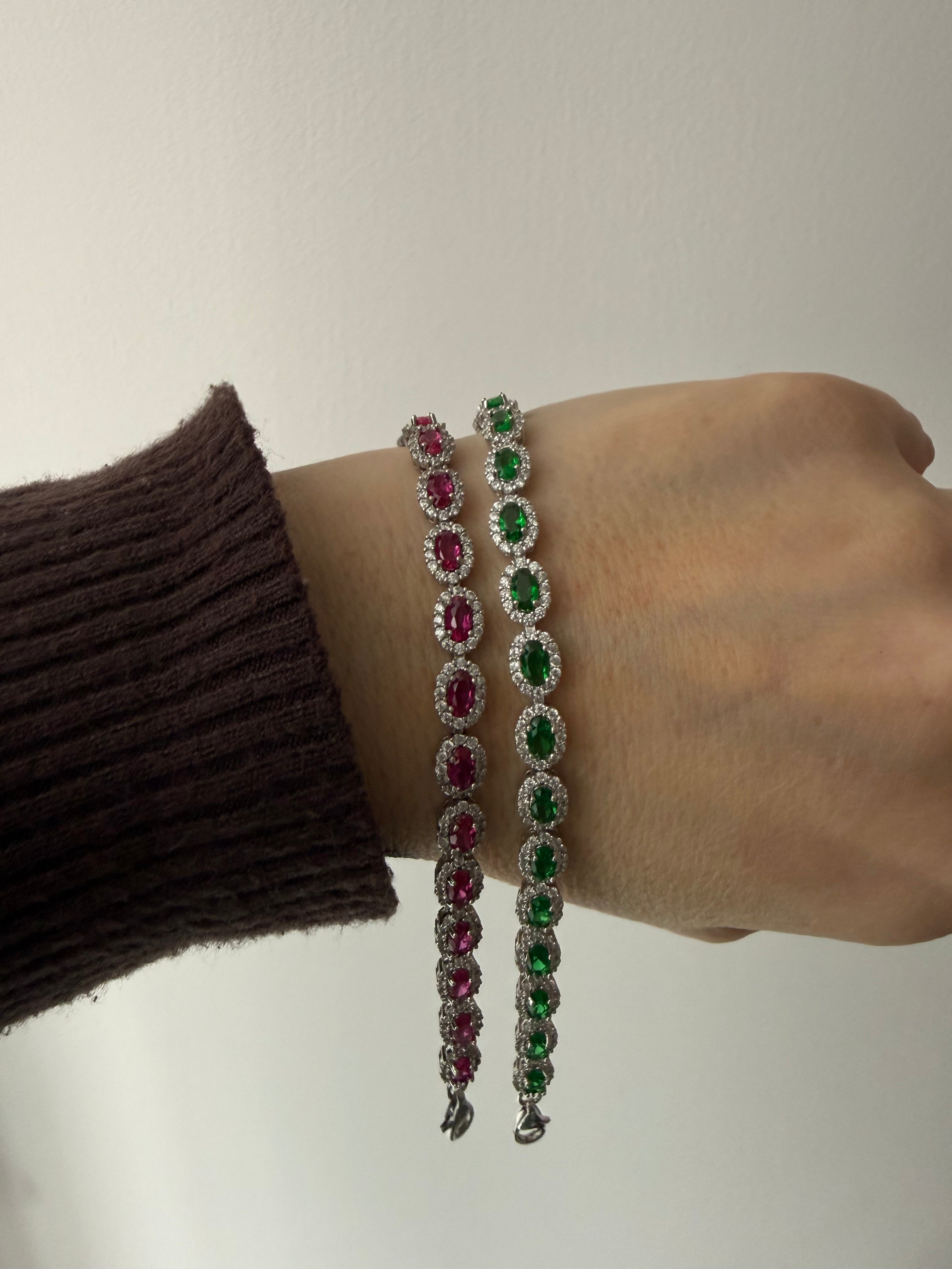 Bracciale Kate in Argento 925 con Zirconi e Pietre Colorate