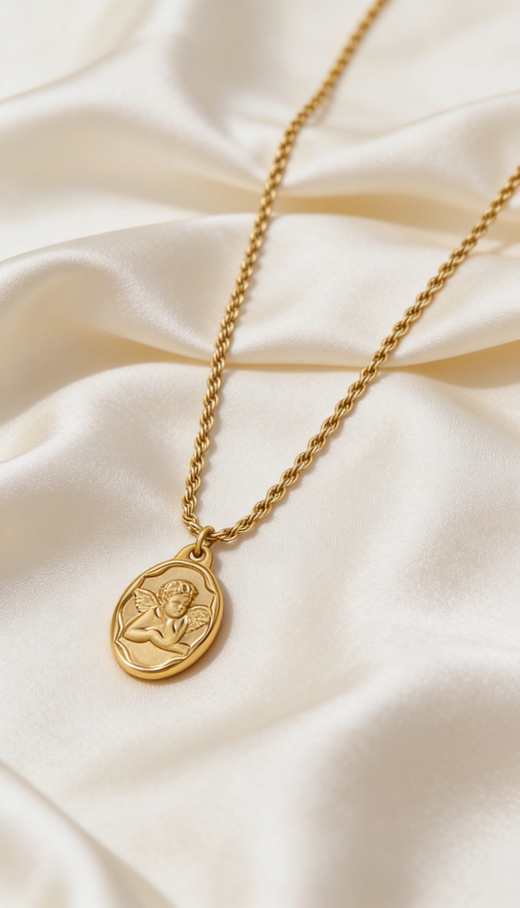 Collana Sigillo Angelico Angelo Custode Acciaio Inossidabile Regolabile 40-45cm