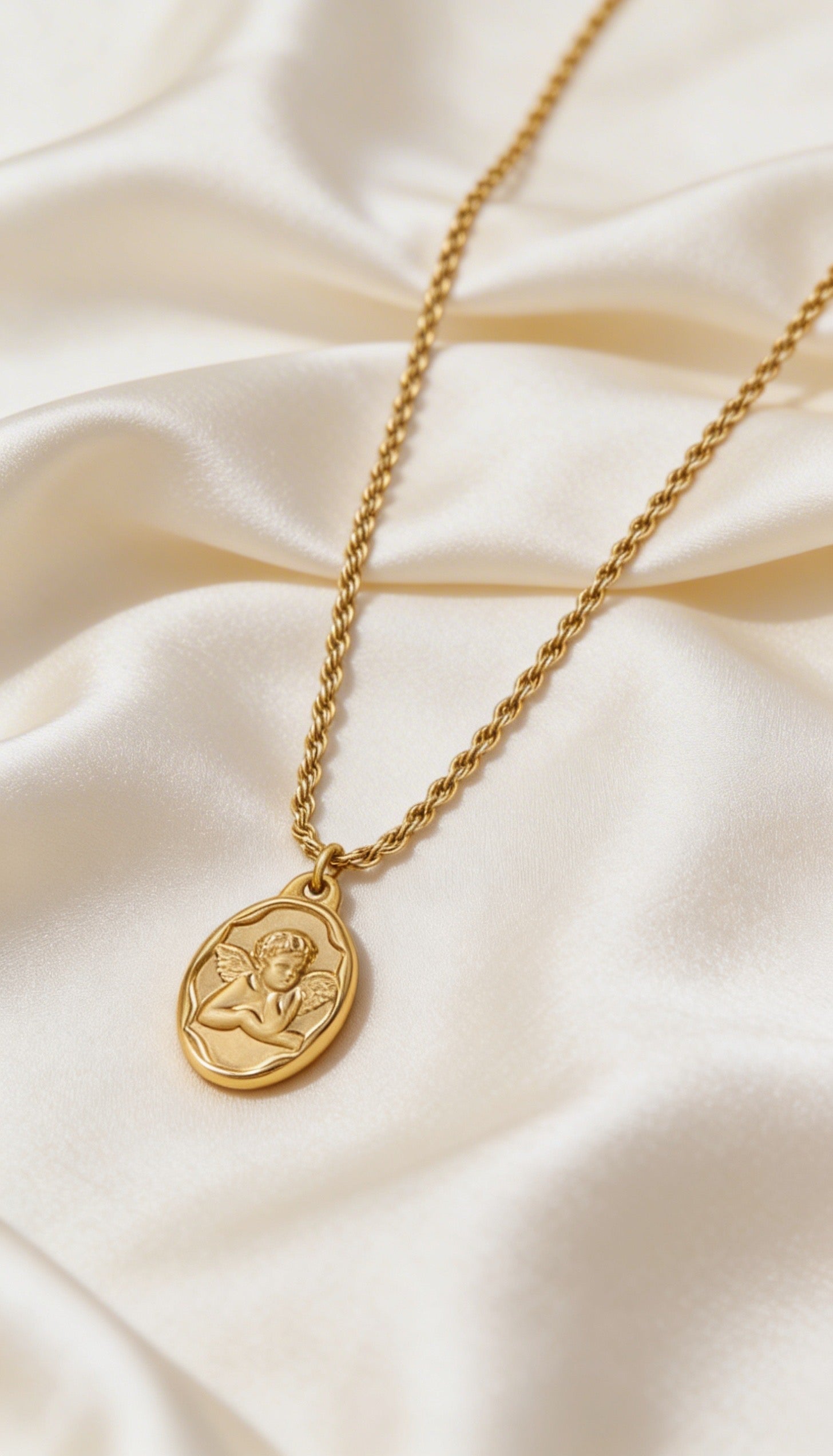 Collana Sigillo Angelico Angelo Custode Acciaio Inossidabile Regolabile 40-45cm