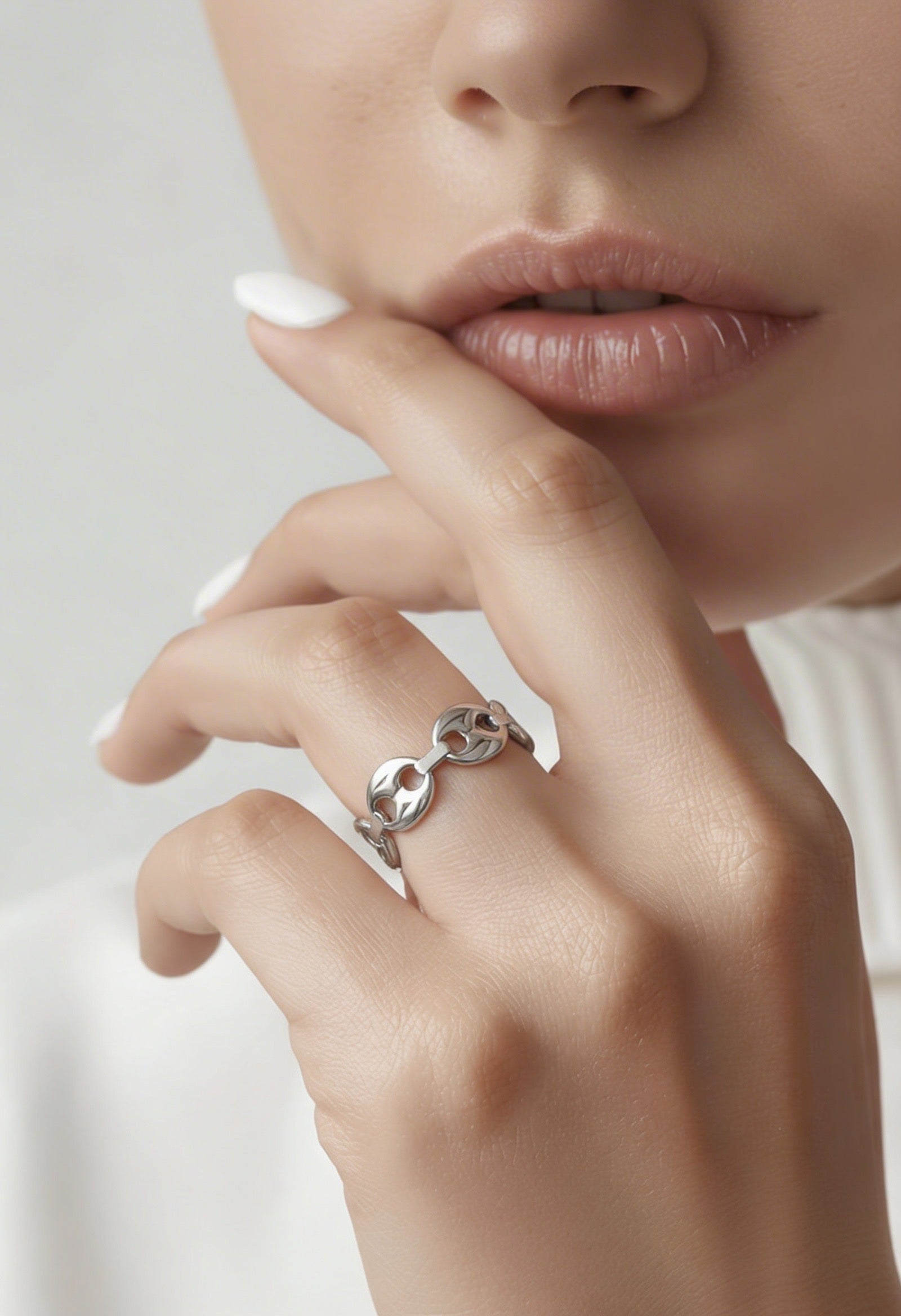 Anello Marea Maglia Marina Regolabile silver