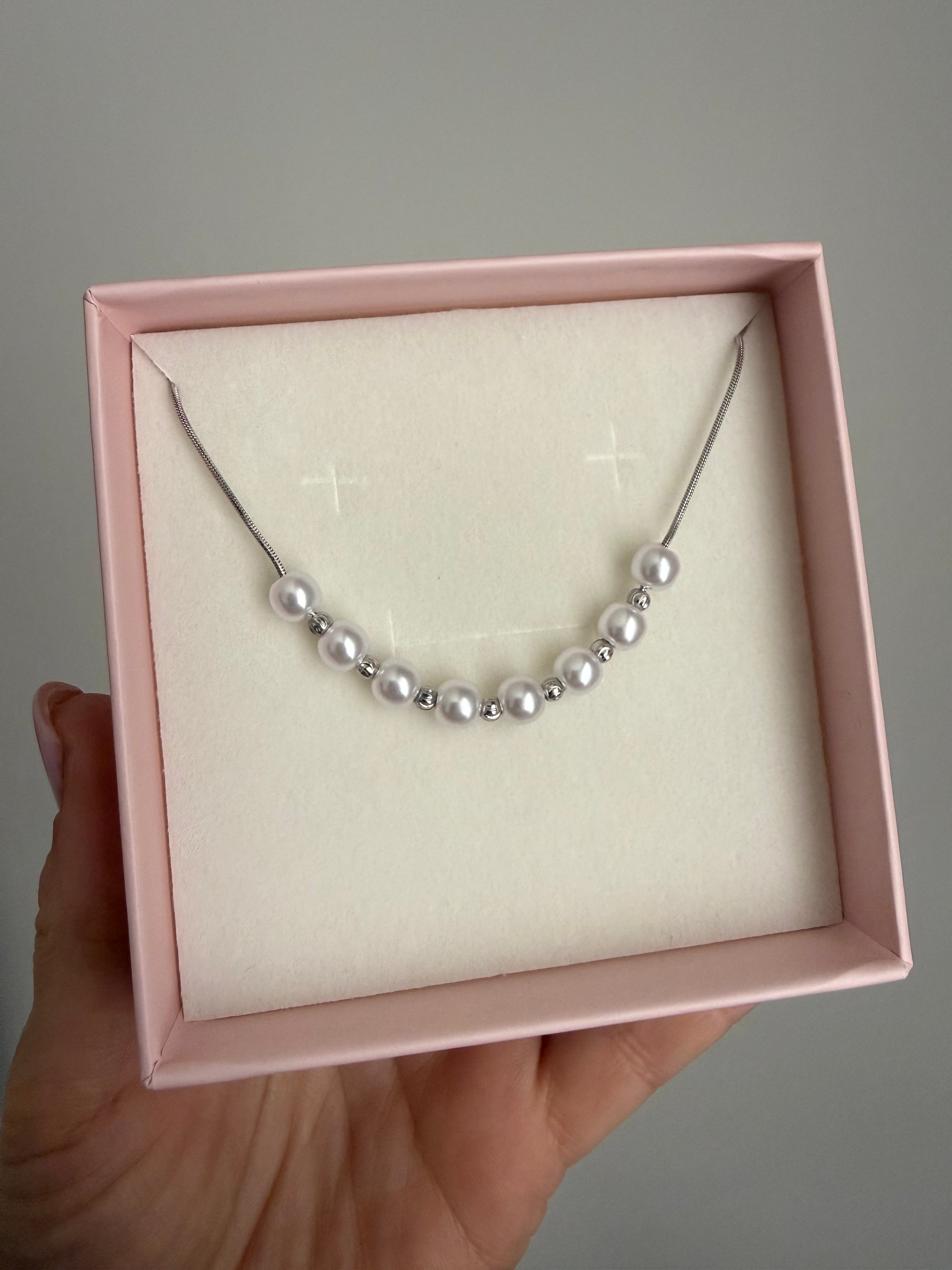 Bracciale Perle e Sfere in Acciaio Inossidabile silver