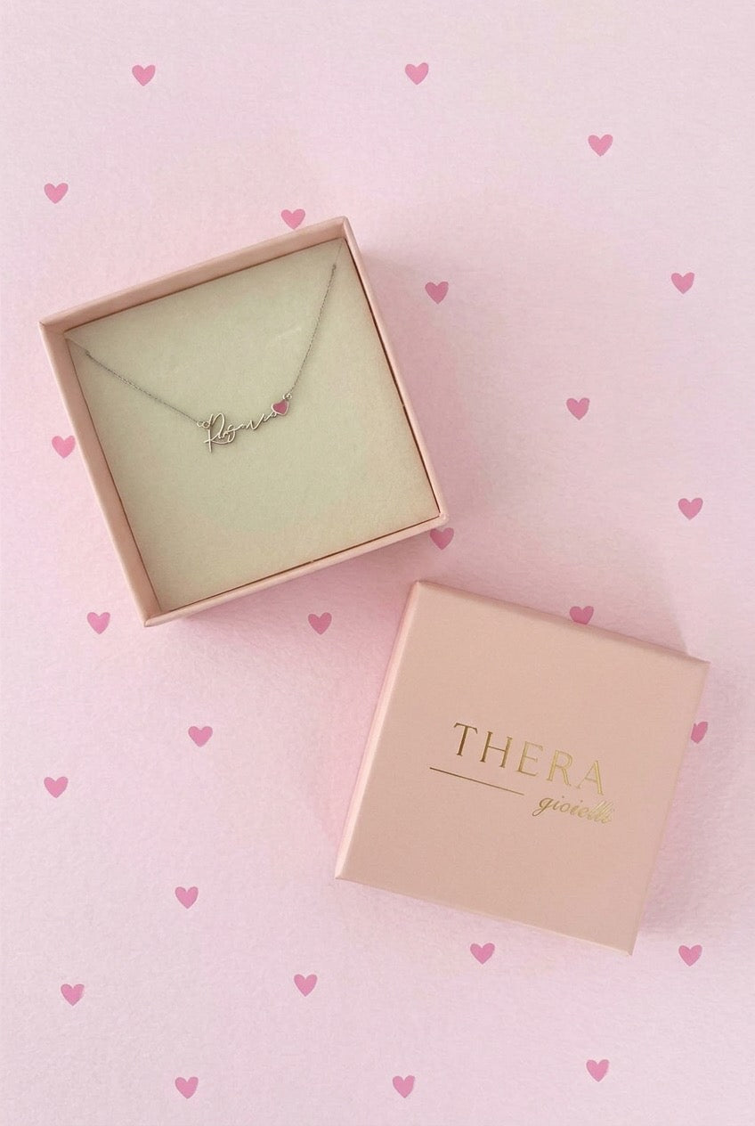 Collana Nome Personalizzato con Cuore Smaltato – Argento 925