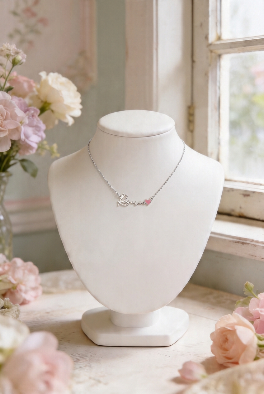 Collana Nome Personalizzato con Cuore Smaltato – Argento 925