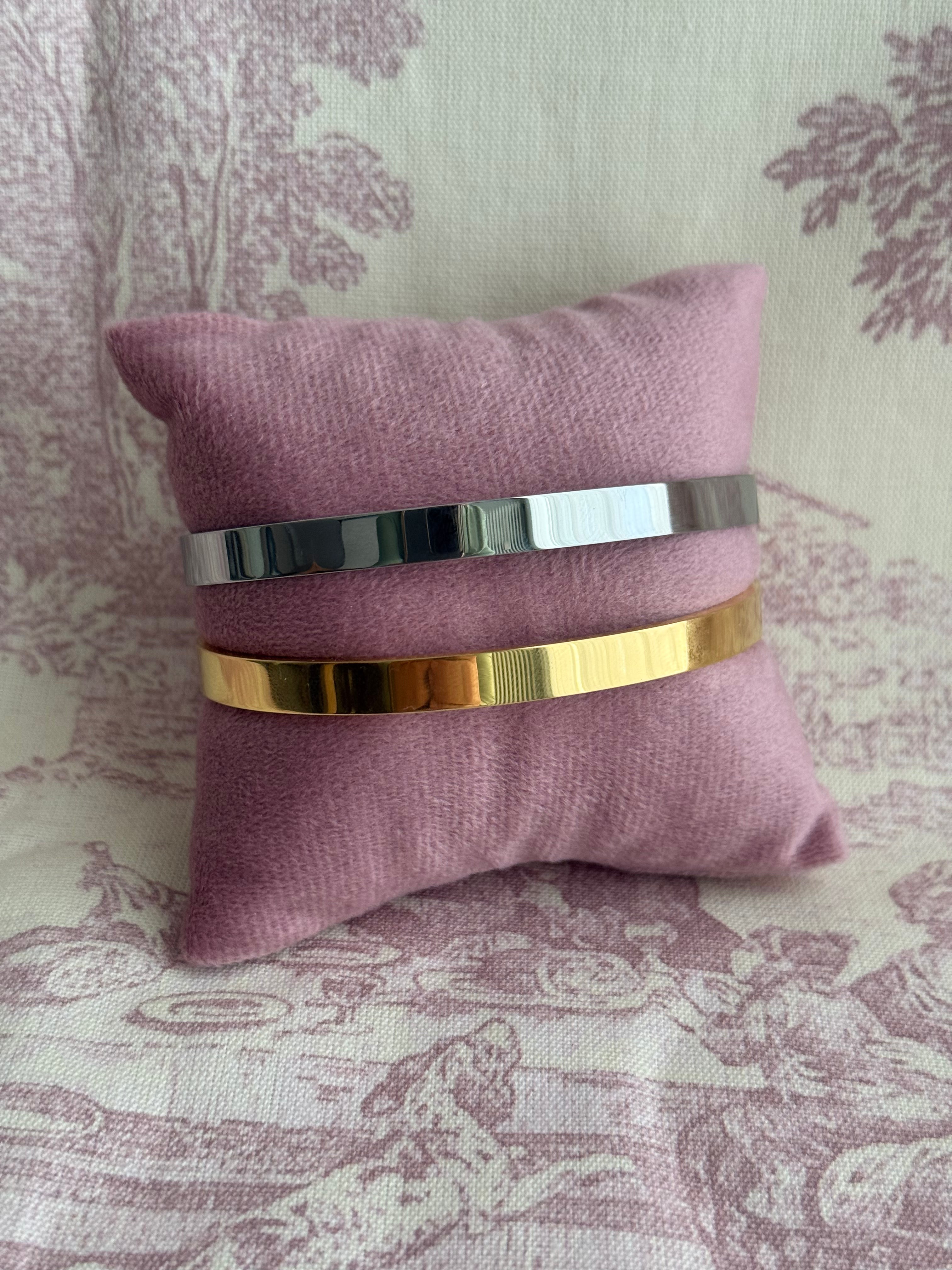 Bracciale Rigido con Piastra Personalizzabile – Acciaio Inossidabile (Silver / Gold)