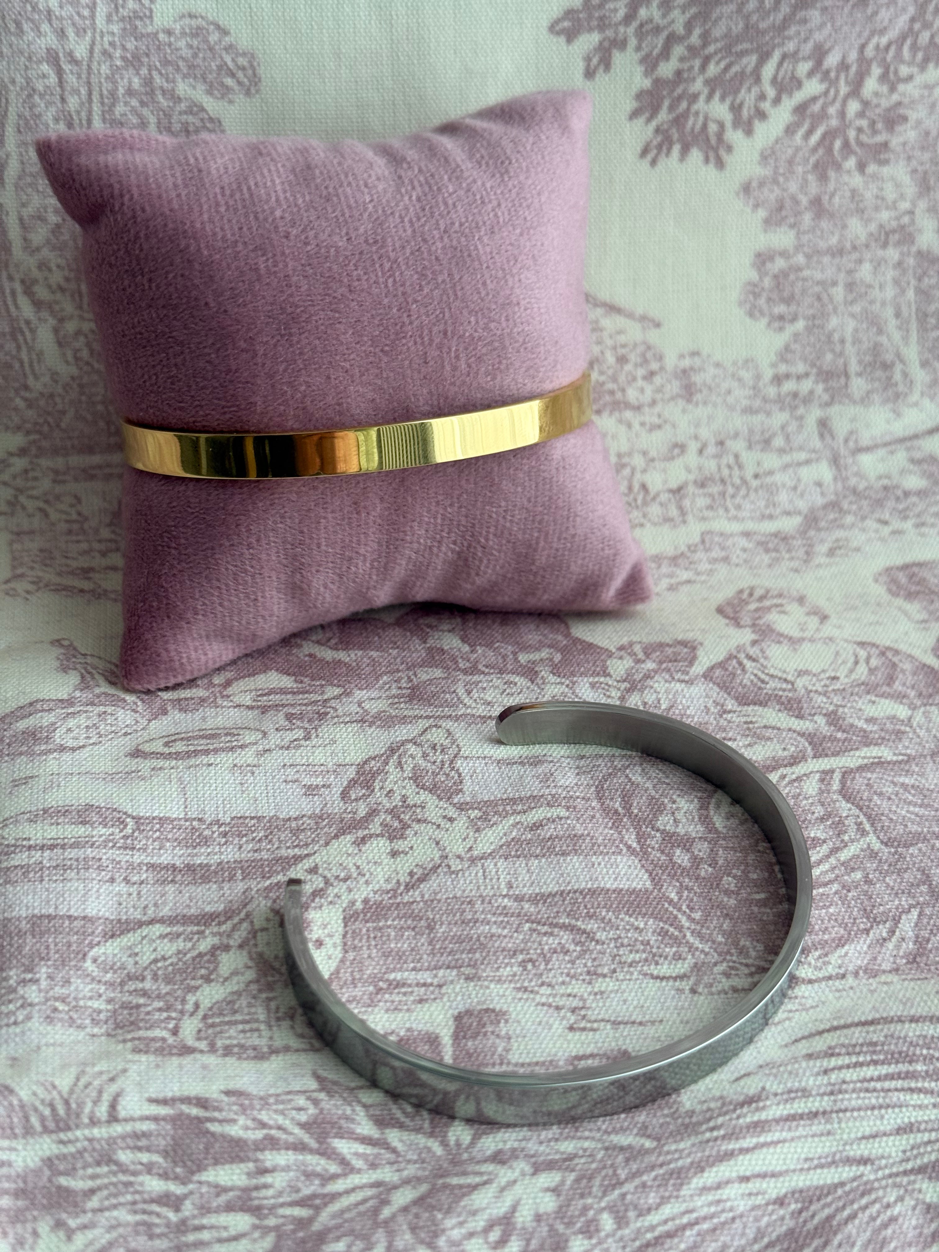 Bracciale Rigido con Piastra Personalizzabile – Acciaio Inossidabile (Silver / Gold)
