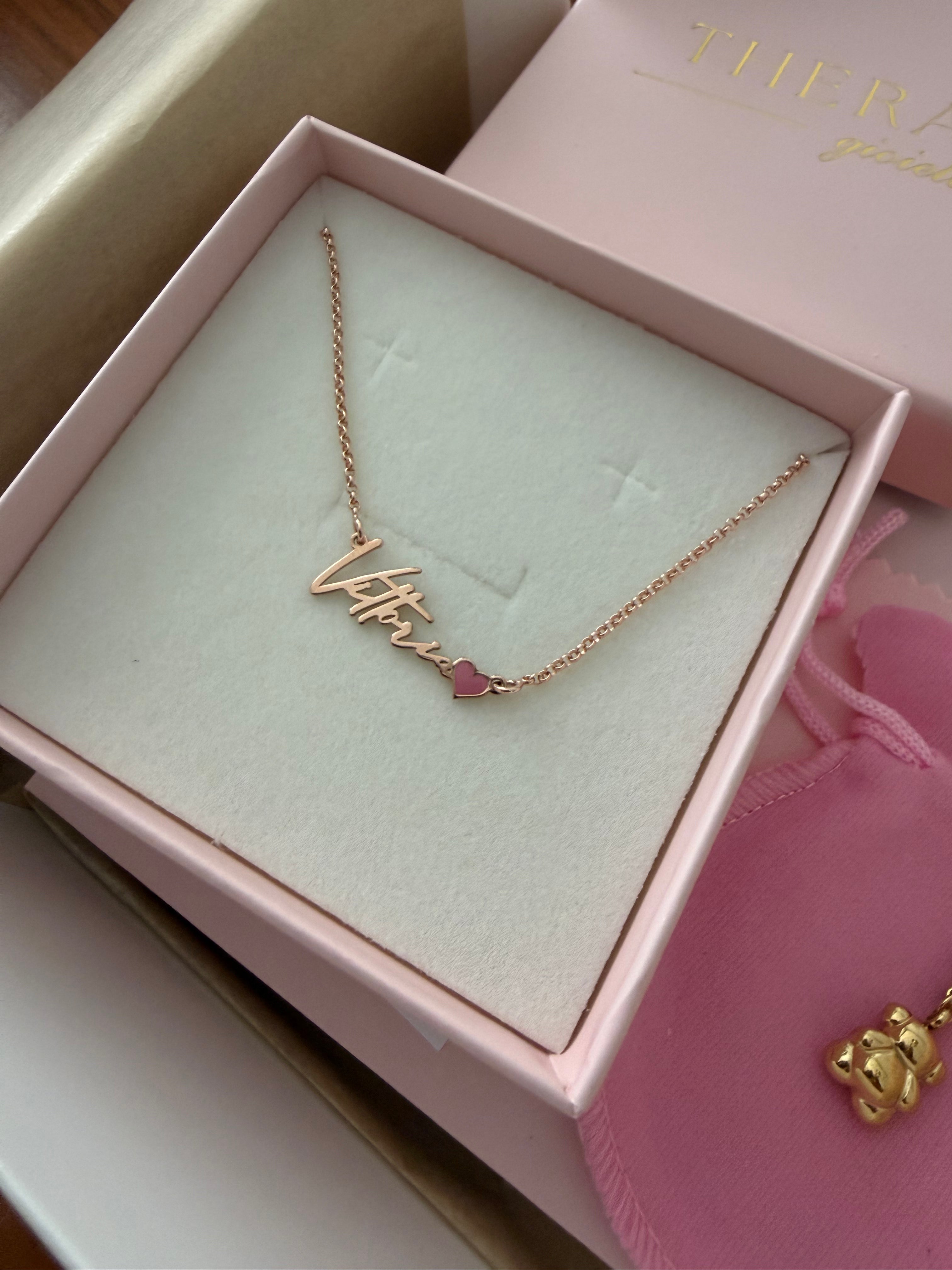 Collana Nome Personalizzato con Cuore Smaltato – Argento 925