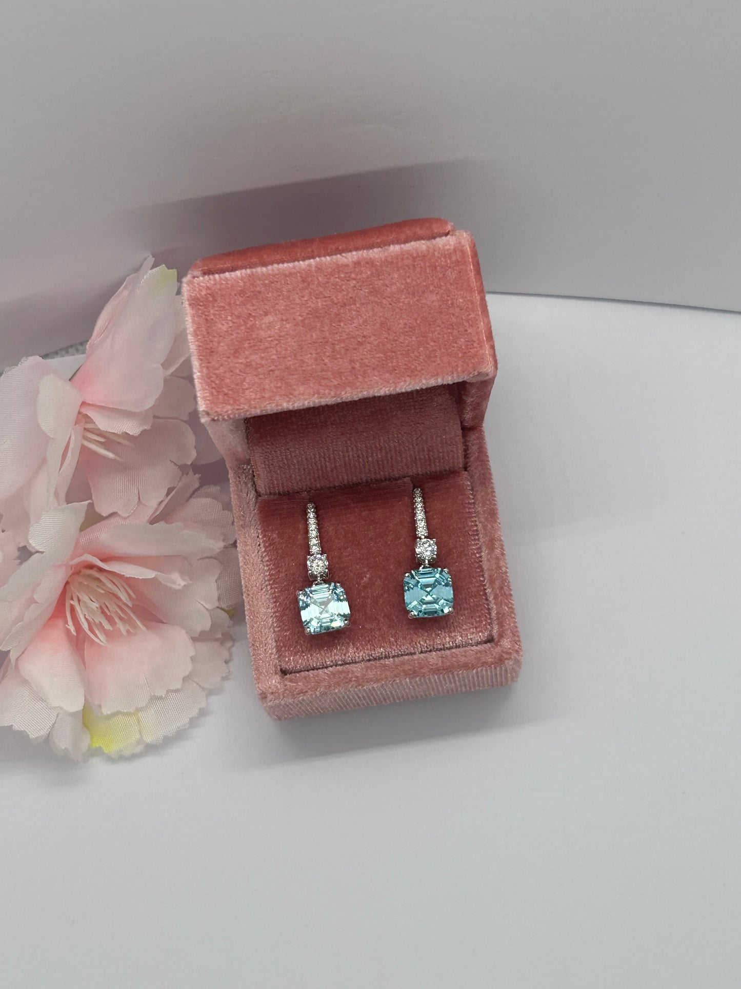 Orecchini Quarzo Acquamarina Pendenti in Argento 925