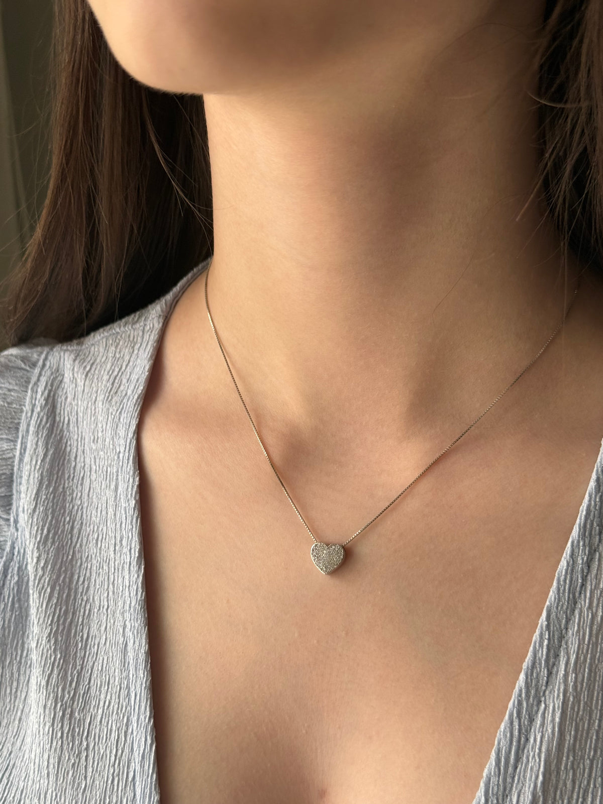 Collana cuore pavè